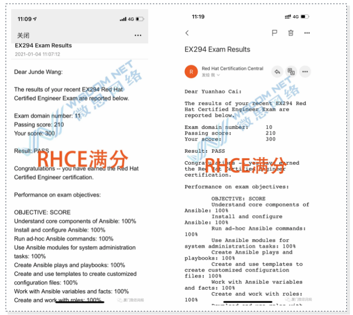 2021第一波喜讯，祝贺微思23位学员PASS红帽RHCE8.0认证考试